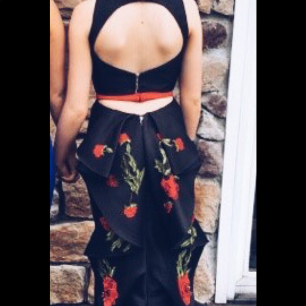 Black and red rose prom dress - Picture 3 of 5